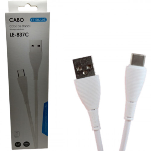 CABO DE DADOS USB TIPO C - IT BLUE - BRANCO/PRETO