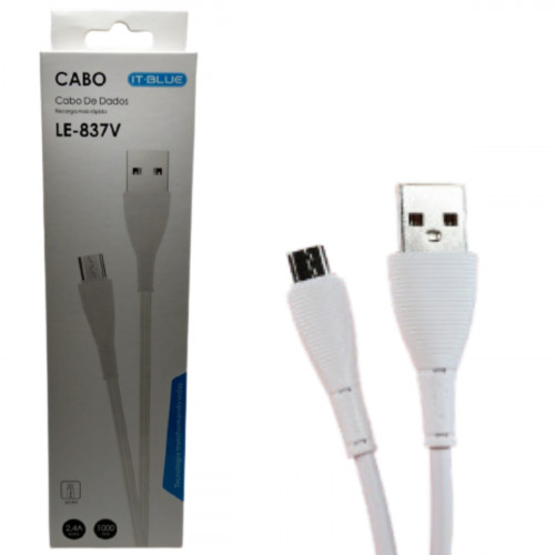 CABO DE DADOS USB V8 - IT BLUE - BRANCO/PRETO