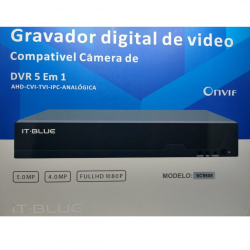 DVR FULL HD 8 CANAIS 5.0MP C/ FONTE E MOUSE ITBLUE